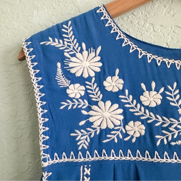 Urban Outfitters•Little White Lies•Blue Boho Embroidered Shift Dress - Picture 3 of 13
